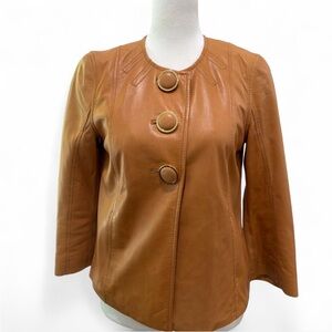Tory Burch Camel Brown Leather Jacket